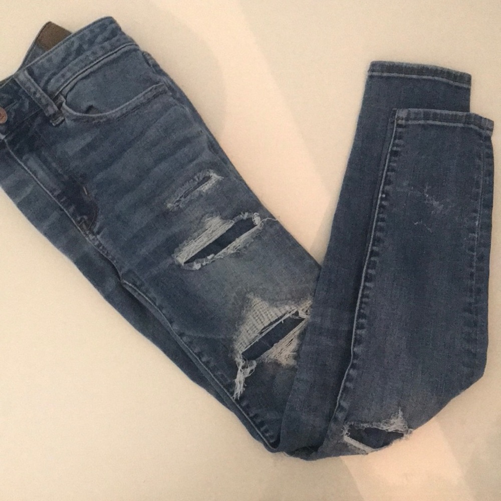 American Eagle Blue Patched Jeans